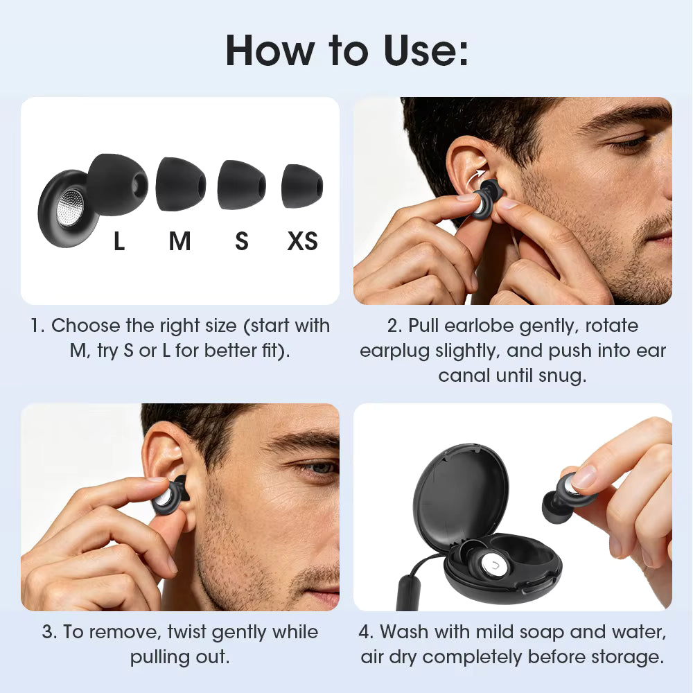 Portable 45dB Dual Noise Reduction Silicone Sleep Earplugs
